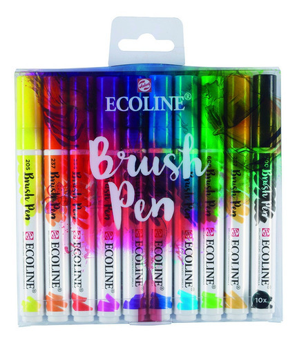 Set 10 Marcadores Ecoline Brush Pen Punta Pincel Acuarela