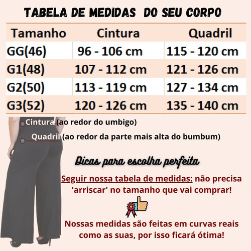 Imagem 9 de 9 de Calça Feminina Plus Size Elastico Soltinha Elegante Premium
