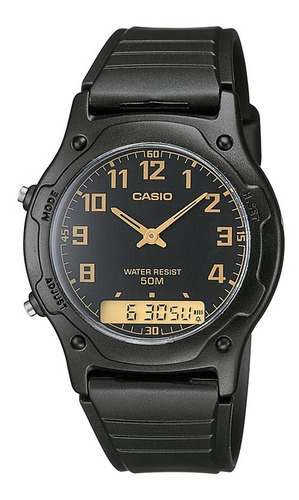 Reloj Casio Aw-49h-1bvdf En Resina Hombre Color de la correa Negro Color del fondo Negro