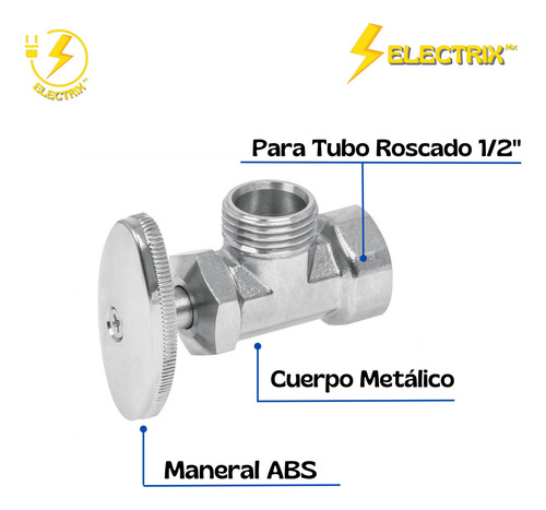 Llave Angular De Compresión 1/2 X 1/2 Cuerpo Metálico Electrix