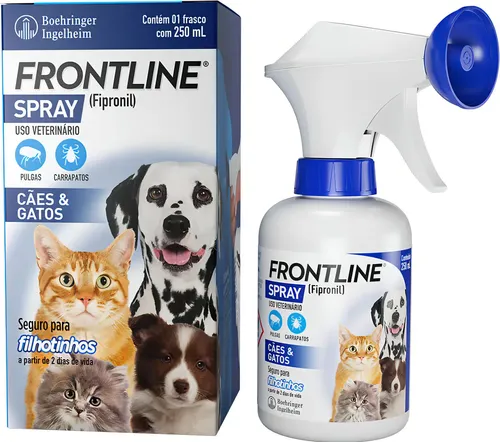 Frontline Spray Antipulgas e Carrapatos 250mL Cães e Gatos Merial