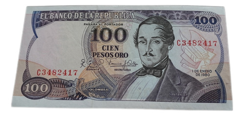 Colombia 100 Pesos Oro 1980  Letra C  Excelente Estado
