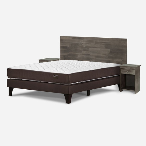 Cama Ergo T New 2 Plazas Base Normal + Muebles Tabor Grafito