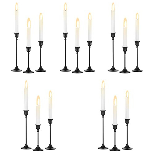 Conjunto De 15 Porta Velas Negros Candelabros, Porta Ve...