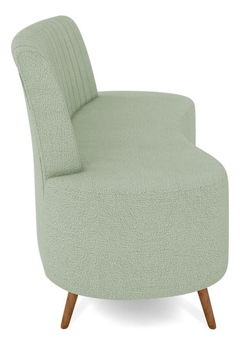 Sofá 2 Lugar Living 135cm Pés Palito Tamar Bouclê Verde Água