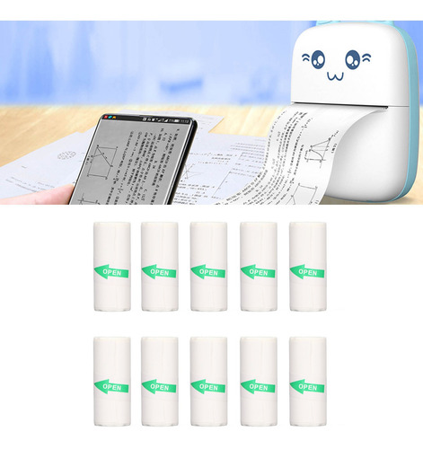 Imagen 5 de 10 de Papel Adhesivo Para Impresora, 10 Rollos, Térmico, Portátil,