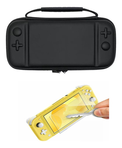 Estuche Rígido Negro Nintendo Switch Lite + Vidrio Templado
