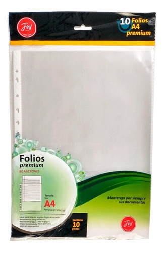 Folio A4 Premium 80 Micrones Paquete X10 U Fw Staac