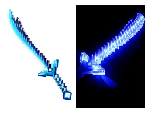 Juguete Espada Minecraft Niños Led Sonido Disfraz + Baterias Color Azul