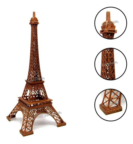 Torre Eifel Pariz Decorativa Grande 33cm Metal Bronze