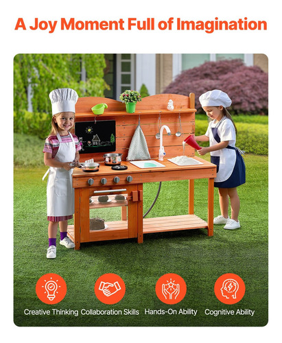 Cocina De Barro De Madera, Exterior, Niños, Juego De Simulac