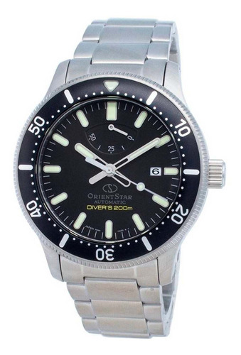 Reloj Orient Star Automatico Esfera Negra Hombre Boleta Color de la correa Plateado Color del bisel Plateado Color del fondo Negro