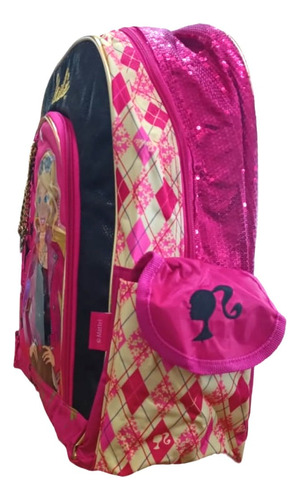 Mochila Espalda Barbie Brillos 16 Pulgadas Primaria Color Dorada