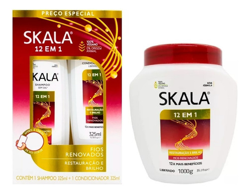 Kit Skala Shampoo Acondicionador Y Mascara Brillo 12 En 1 Bp