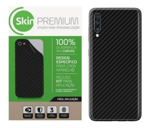 Skin Premium Fibra Carbono Verso E Laterais Para Galaxy A50
