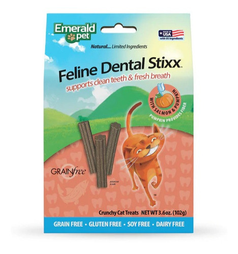 Imagen 2 de 6 de Premios Para Gatos Dental Stixx Salmón Y Calabaza