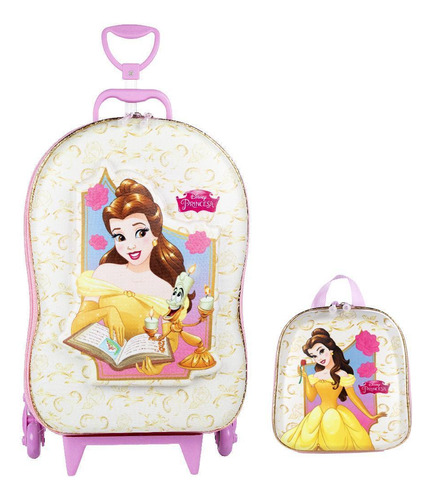 Kit Mochila De Rodas E Lancheira Em 3d Princesa Bela