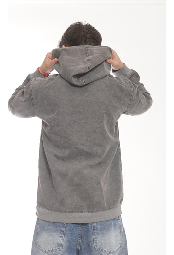 Buzo Canguro De Hombre Jeans Canguro Denim Acid Grey