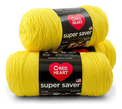 Bulk Buy:  Super Saver Yarn (3-pack) Bright Yellow E300...