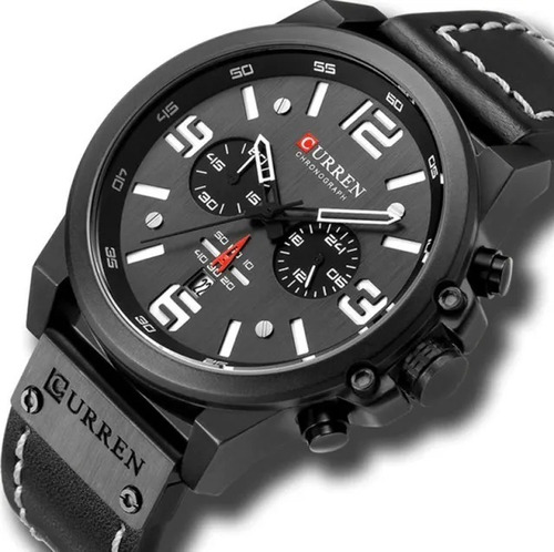 Imagen 4 de 4 de Reloj Curren Hombre Elegante Pulsera Cuero Cuarzo Cronógrafo