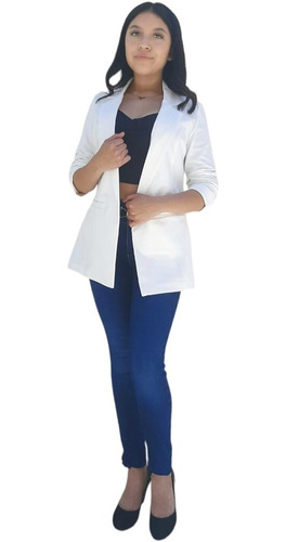 Saco Blazer Mujer Manga 3/4 Formal Casual Cuello Solapa