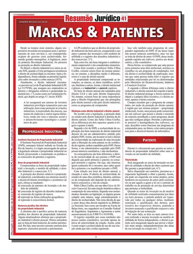 Libro Resumao Juridico Vol 41 Marcas & Patentes De Silva Van