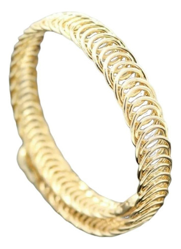 Pulseira Bracelete Dourado Metal Trançado Ajustável
