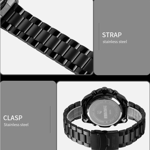 Reloj Analógico Con Calendario Electrónico De Lujo Skmei Man Color De La Correa Plateado