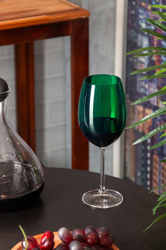 Conjunto 6 Taças para Vinho De Cristal Banquet Esmeralda 580ml - Wolff
