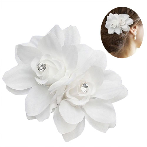Pinza Para El Pelo Con Doble Flor Y Diamantes De Imitación C