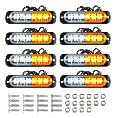 Luces De Emergencia Estroboscópicas Led, 8x Ámbar Blanco 6