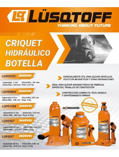 Criquet Gato Botella Hidraulico 8 Tonelada Reforzad Lusqtoff