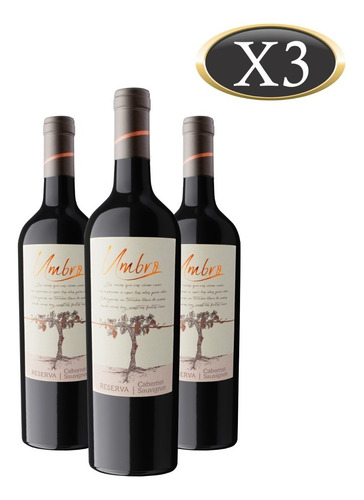 Vino Cabernet Sauvignon Reserva Umbro X 3 Botellas De 750 Ml