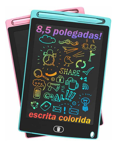 Lousa Infantil Mágica Lcd 8 Pol. Tablet Colorida Desenhar Cor Branca