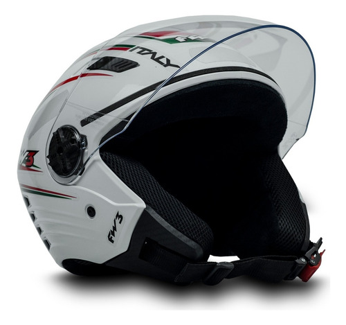Imagem 5 de 6 de Capacete Com Viseira Cristal Para Moto X Open Itália Branco