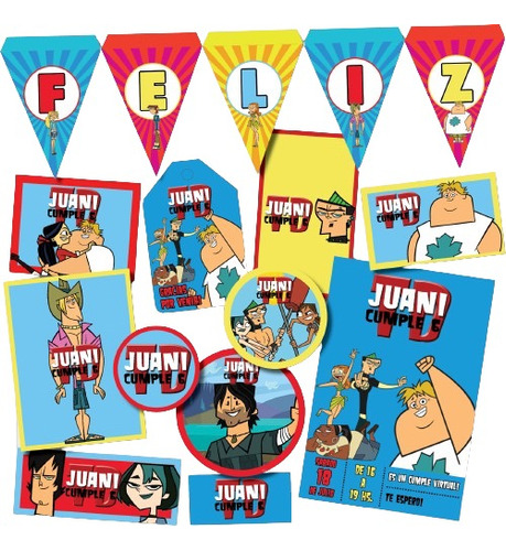 Kit Imprimible Personalizado Total Drama Candy Cumple Invit