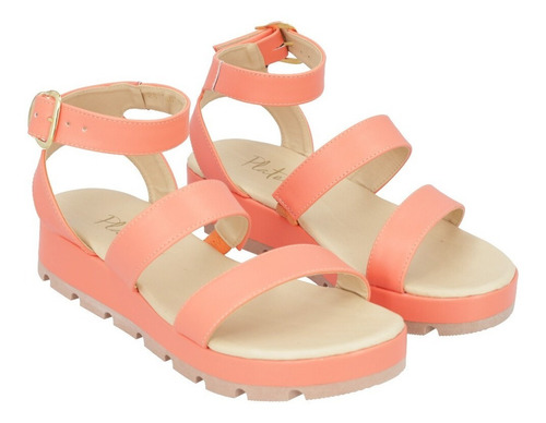 Sandalia De Plataforma Para Mujer Color Chabacano De Látigo