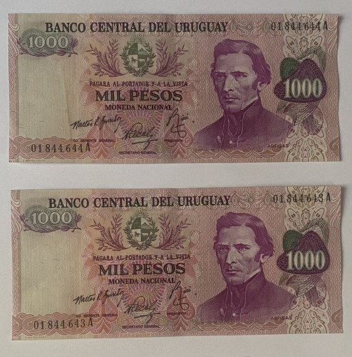 Billete Uruguay 1000 Pesos 1974, 13a1, Rotondaro, Bu32