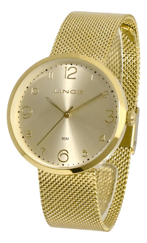 Kit Relogio Lince Feminino Dourado Porta Joia Lrgh229l36
