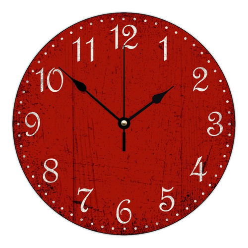 Reloj De Pared Rojo Vintage, 12 Pulgadas Silencioso A Pilas