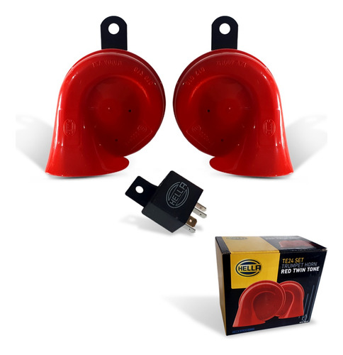 Claxon Caracol Hella 12v Rojo Con Relay