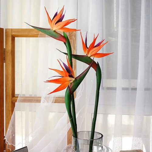 3 Flores Artificial Ave Do Paraíso Strelitzia Estrelicia