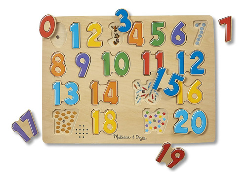 Melissa Doug Numbers Round Puzzle - Rompecabezas De Madera C