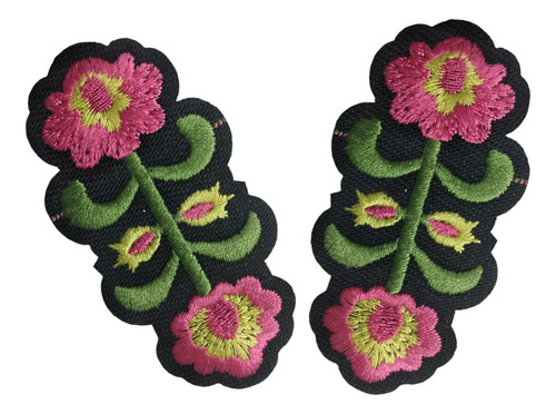Aplique Parche Bordado Termoadhesivo Flores Vertical
