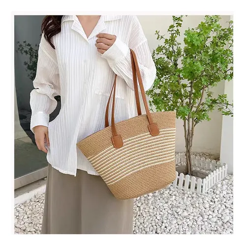 Bolso De Natural Boho Playero -tote Verano Con Gran Playa