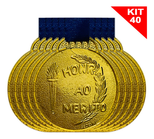 Conjunto Medalhas 40un Honra Ao Mérito Rapido Cor Ouro