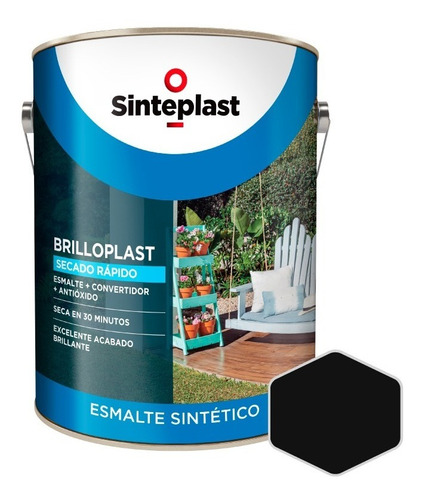 Brilloplast 3 En 1 Secado Rápido Esmalte | Negro | 4lts