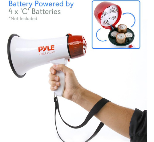 Pyle Megaphone Speaker Pa Bullhorn - Sirena Y Led Incorpo...