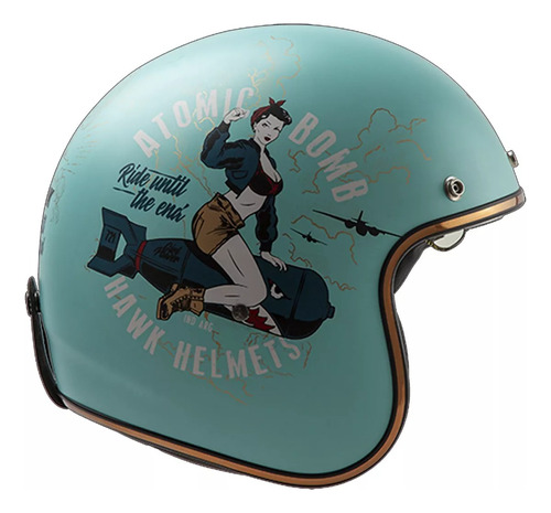 Casco Abierto Hawk 721 Atomic Bomb Celeste Mate - Rvm