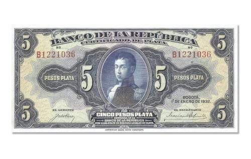 Cuadro Decorativo Billete 5 Pesos Colombianos En Lienzo